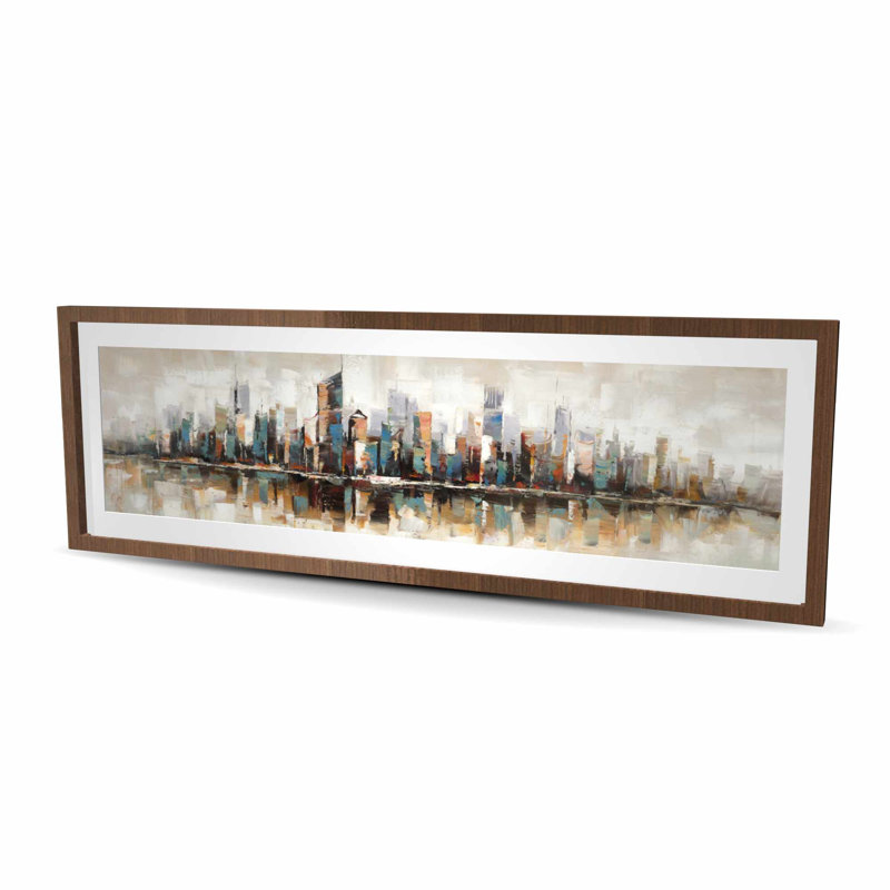 Bâtiments abstraits avec textures - villes beiges, reproduction encadrée, H 60 po x l 20 po