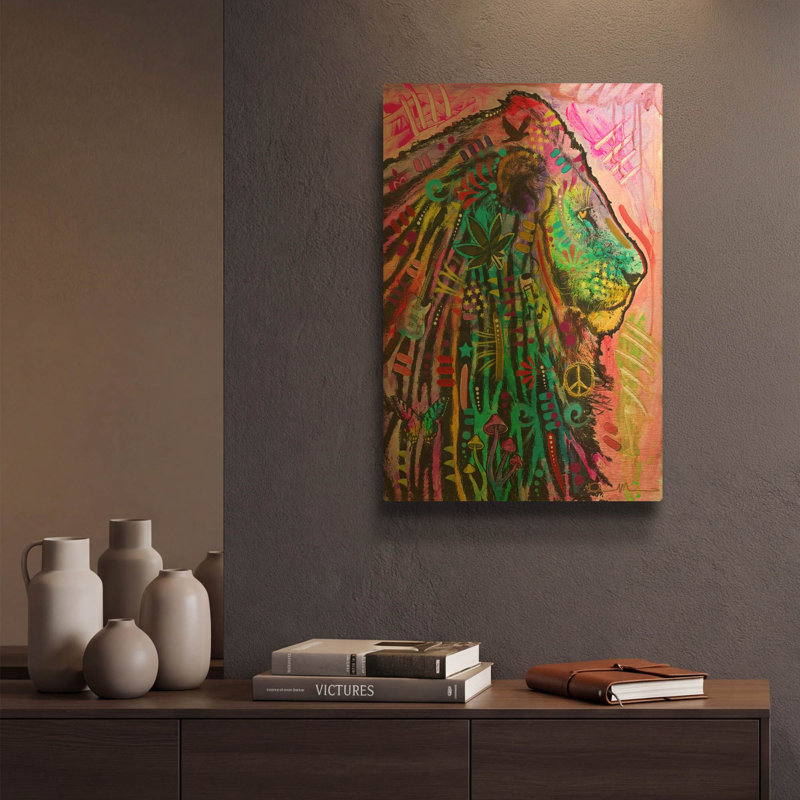 « Lion Syco-Delic » de Dean Russo, tableau mural en métal doré, 30,5 x 40,5 cm, 12 po x 16 po