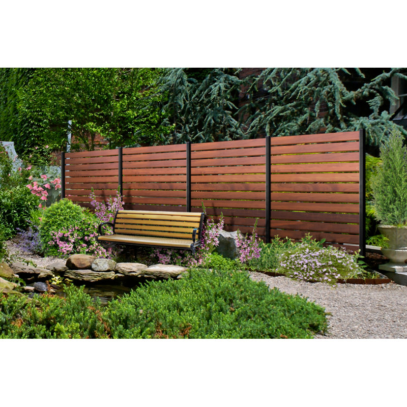 Black Metal 96" Privacy Fence Post System with Welded Base Plates