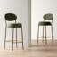 Ensemble de 2 tabourets de bar rembourrés à hauteur de siège 29 po et 2 chaises de cuisine rondes en similicuir avec pieds dorés-1004170168