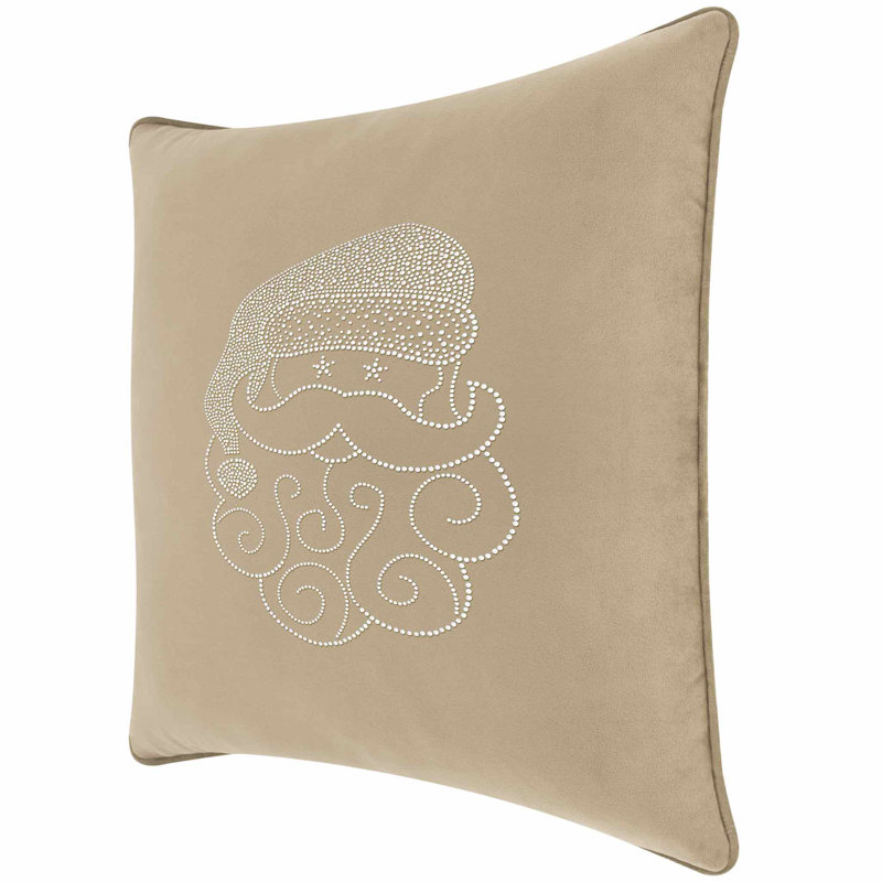 Coussin Sparkles Home Conception de Noël des Fêtes | Insertion de plumes | Lavable à la machine, Carré 20 po, Velours taupe