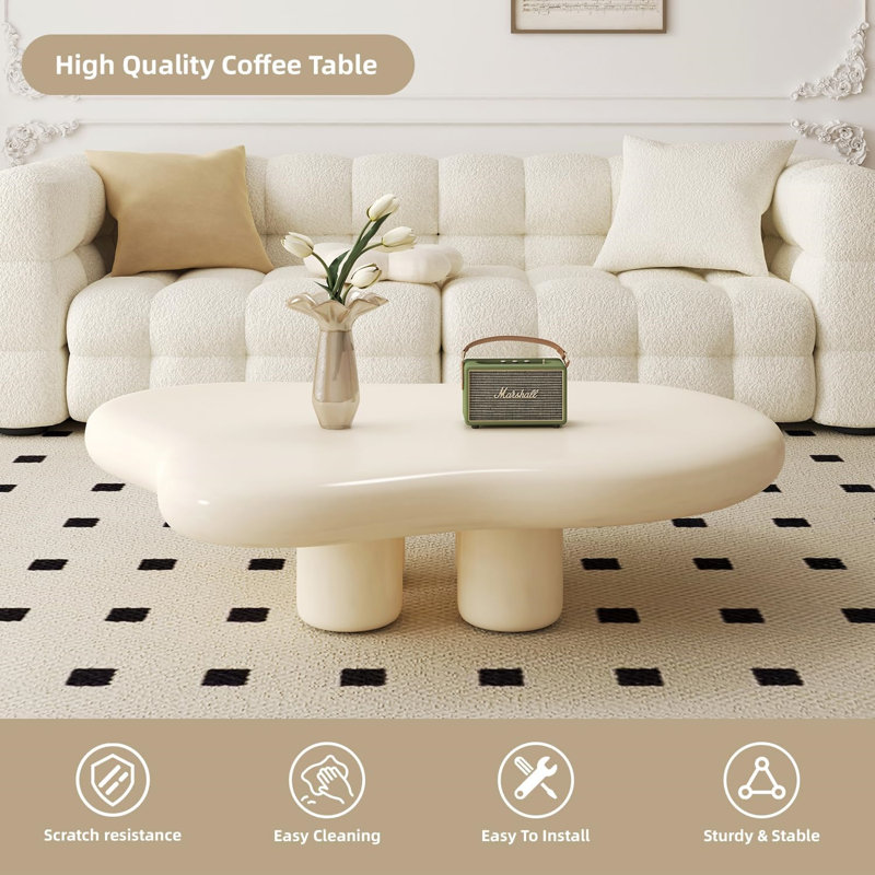 Table basse Mikolaj Modern Cloud, H 15,74 po x L 47,24 po x l 31,49 po