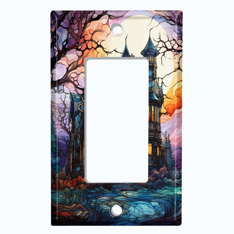 Couvercle de prise de courant en métal (Halloween Spooky Sunset Manor - Simple berçant)