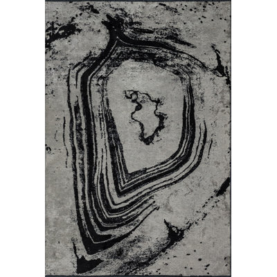 Beige Black Abstract Luxury Area Rug