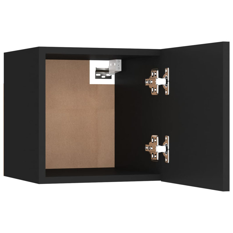 Drayden 30.5cm W Manufactured Wood Bedside Table, Black, Set of 2