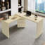 Bureau de direction en L de 90 pouces aux tons naturels avec bureau en bois rotatif à 360 degrés et 3 tiroirs-130131368-130131370
