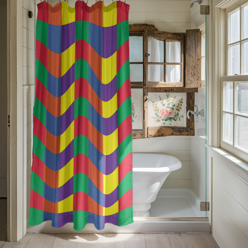 Rainbow Funk - Premium Shower Curtain, 74" H x 71" W