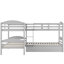 Lit simple superposé en forme de L avec lit gigogne gris
