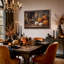 Art mural sur toile sculpté citrouilles orange et blanches avec bougies-997773579
