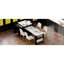 Îlot de cuisine noir moderne avec salle à manger extensible, double rangement, 2 tiroirs, prises de courant, table de salle à manger en faux marbre pour 4-6 personnes, comptoir, prise de courant, base