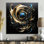Organique, bleu, liquide, or, tourbillon, spirales abstraites, art mural