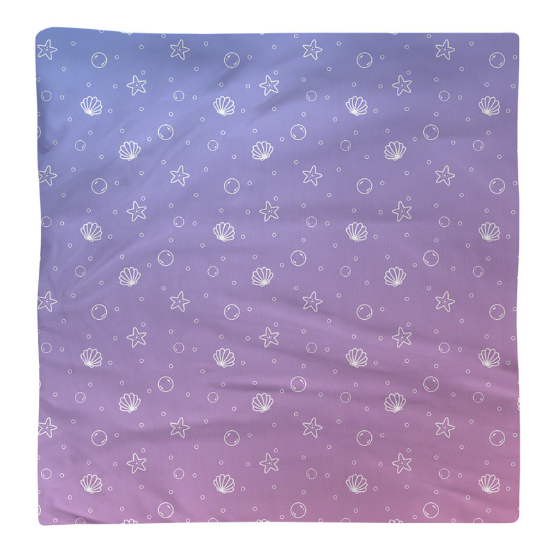 Serviette en coton à motif coquillage, Rose / Bleu, Sergé de polyester, H 0,1 po x l 10 po x P 10 po