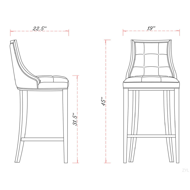 Tabouret de bar en bois Fifth Avenue, Similicuir crème