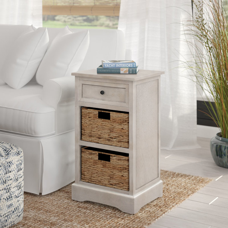 Table de bout à 3 tiroirs avec rangement Painswick, Gris rétro