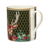 Antler Trellis Green Handmade Bone China Coffee Mug