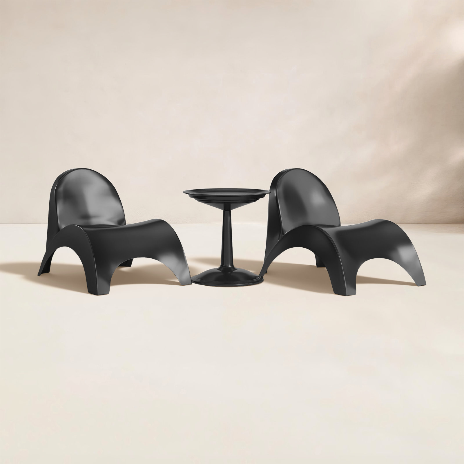 Ameswood 25" Patio Chaise Lounge Set, Black/Black