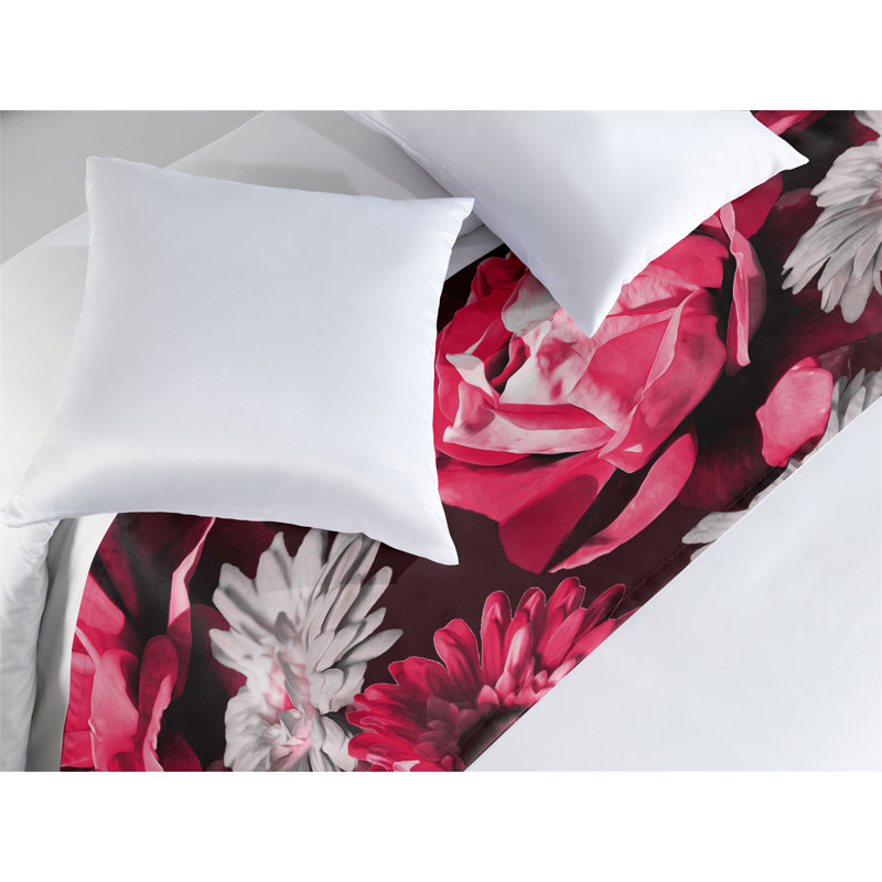Foulard de lit Ambesonne avec fleurs Gerbera roses, marron foncé et gris, Très grand lit