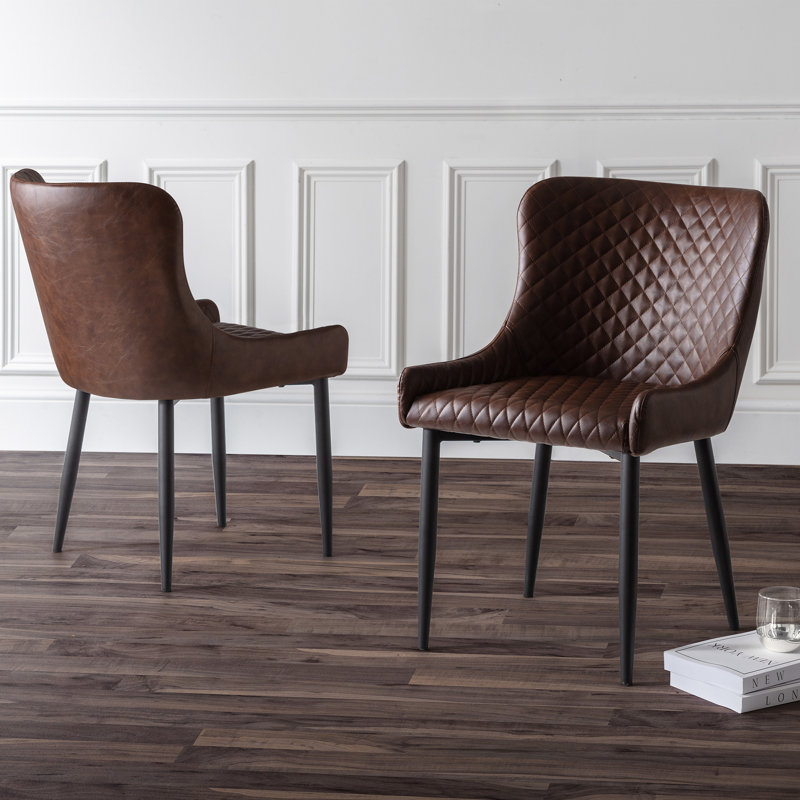 Adel Leather Dining Chairs, Brown