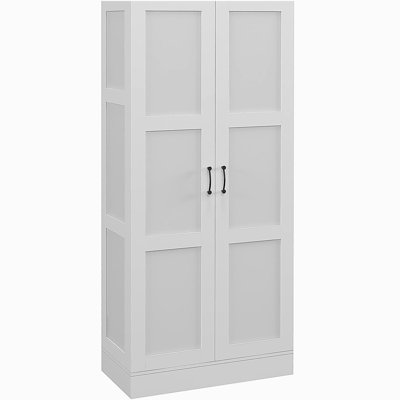 Armoire de rangement de 71 po de hauteur avec tablettes mobiles, armoire de rangement de style moderne avec portes à fermeture en douceur