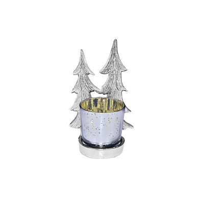Twin Christmas Tree Tealight Candle Stand with Glass Votive