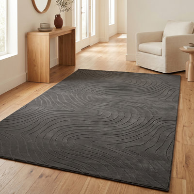 Somos Modern Machine Washable Grey Area Rug