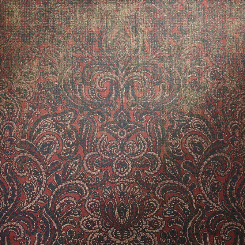 Adonea Aphrodite Glass Beads 3D Embossed 33' L x 21" W Wallpaper Roll, Ruby Red
