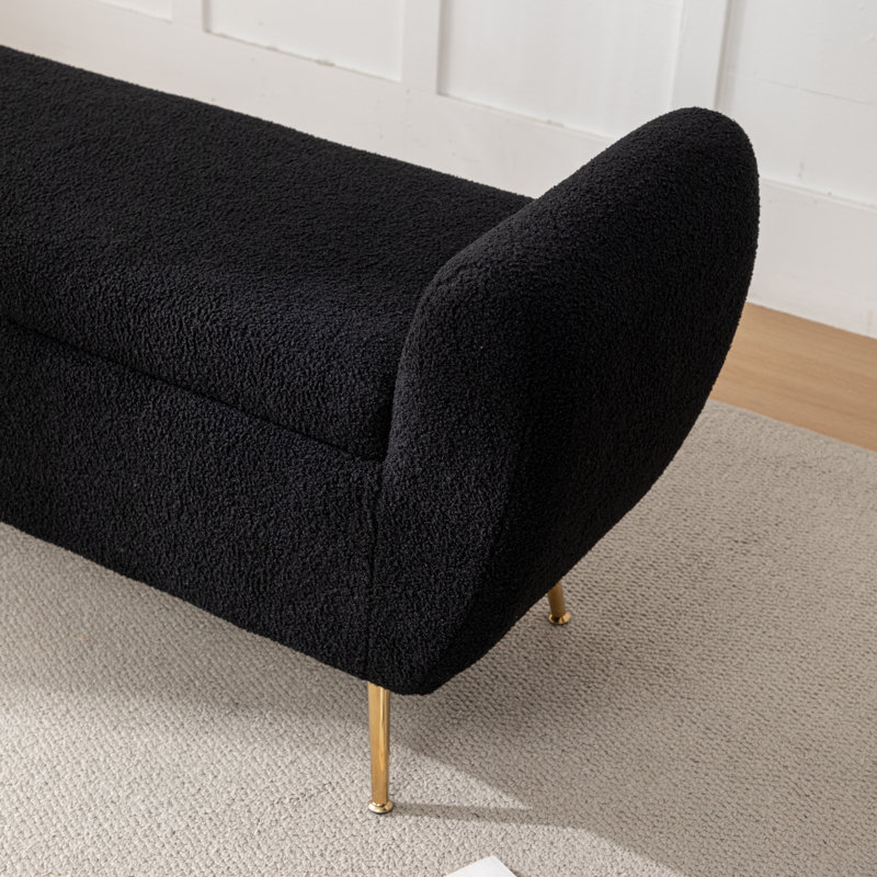 Kaybree Upholstered Flip Top Storage Bench, Black