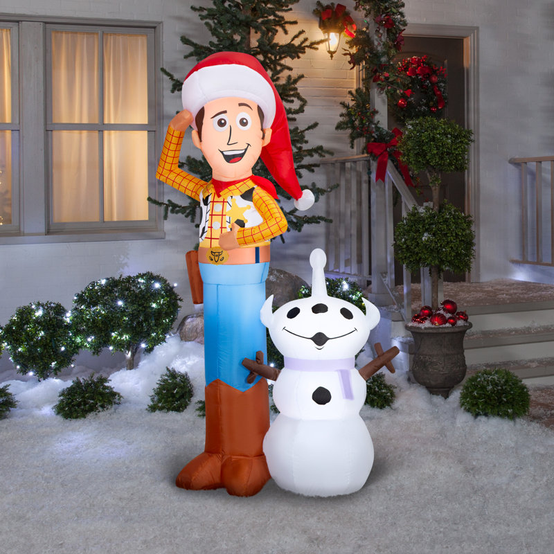 Airblown Christmas Light-Woody avec bonhomme de neige-scène-Disney