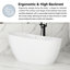 Baignoire de trempage autoportante en acrylique blanc brillant de 59 pouces