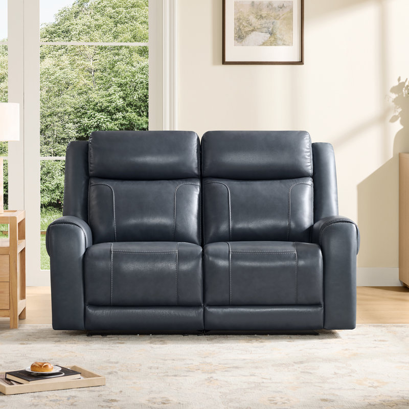 Winslow Top Grain Leather Power Reclining Sofa, Navy