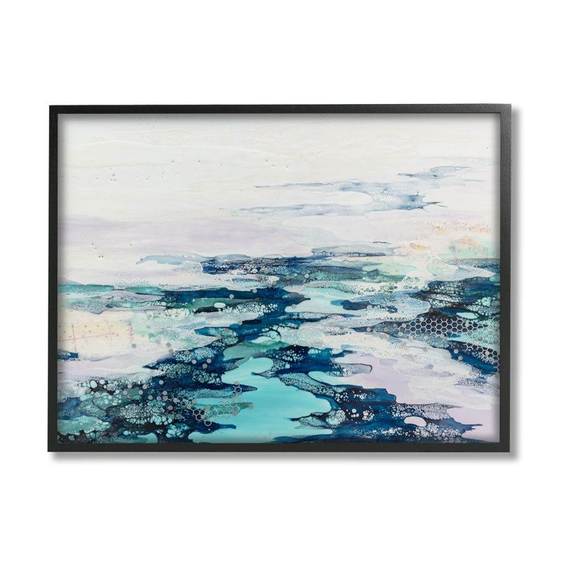 Composition abstraite de l'océan, estampe numérique par Stacy Gresell, Giclée encadrée noir minuit