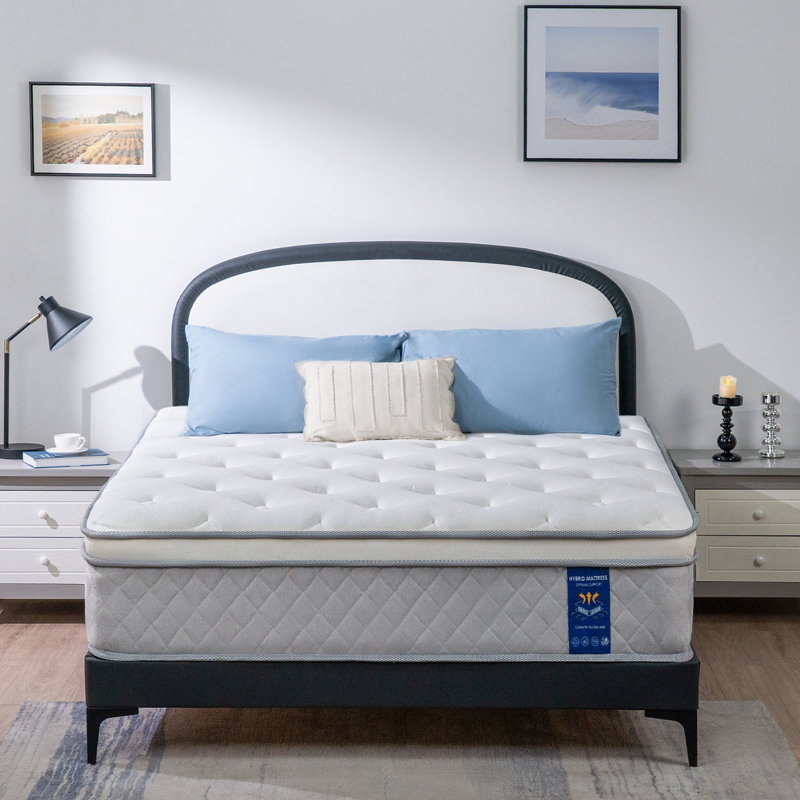 Matelas hybride moelleux en mousse viscoélastique rafraîchissante, certifié OEKO-TEX®, Grand lit, 12"