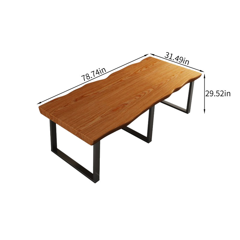 Table de conférence moderne rectangulaire en bois massif brun, 29.52" H x 78.74" L x 31.49" D