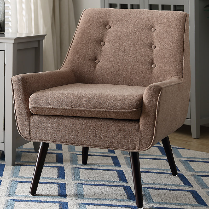 Arreon Flannel Fabric Button Tufted Armchair, Cafe
