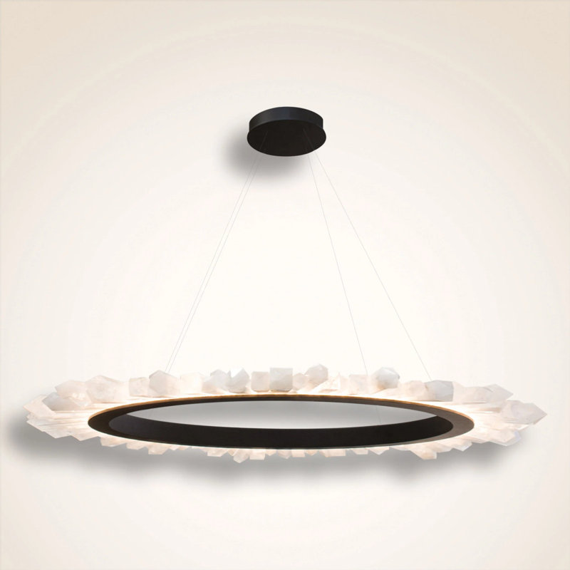 PS9058 LUSTRE PETRA SOLE, Diamètre 50 po x B 2 po x H 36 po, Ambre, Bronze thermolaqué thermolaqué