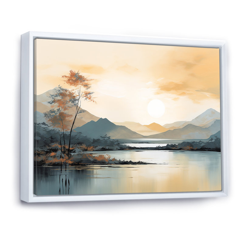 Rivière de montagne au Canada minimal, Cadre flottant blanc, H 34 po x l 44 po x P 1,5 po