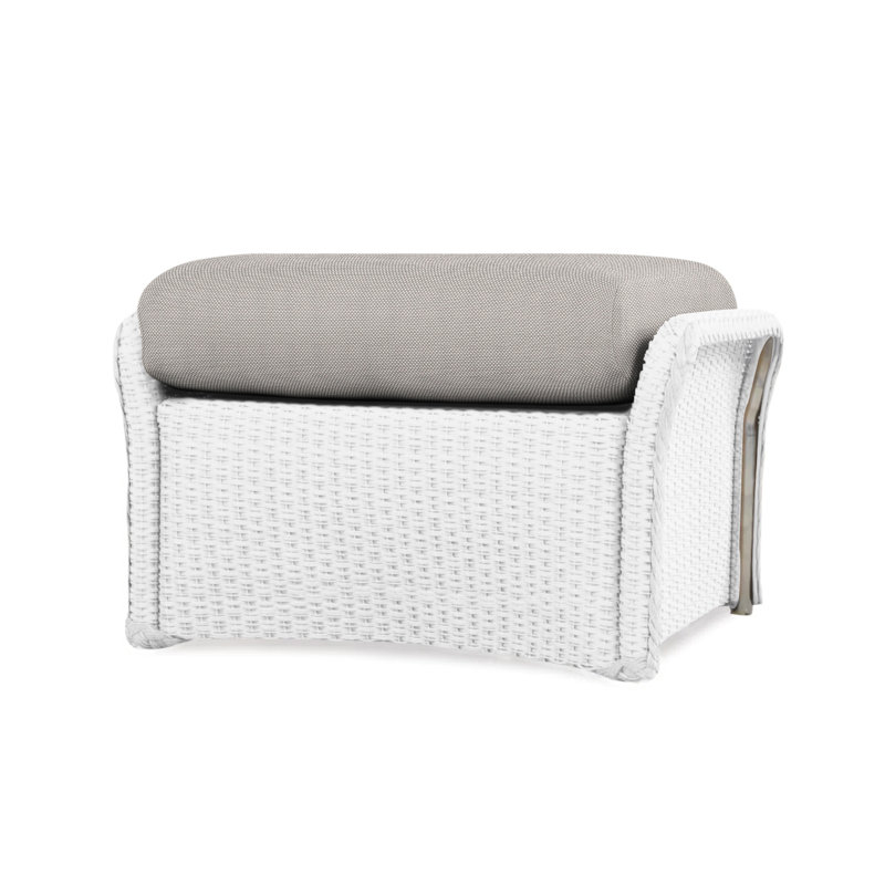 Weekend Retreat Outdoor Ottoman, Sailcloth Seagull, White