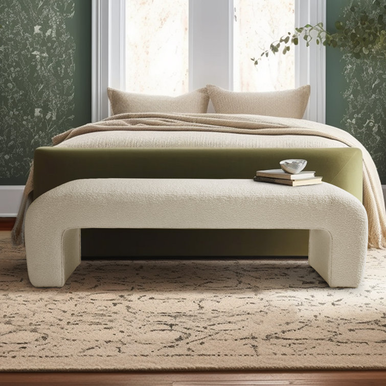 Emmie 47''/60'' Boucle Upholstered Waterfall Bench