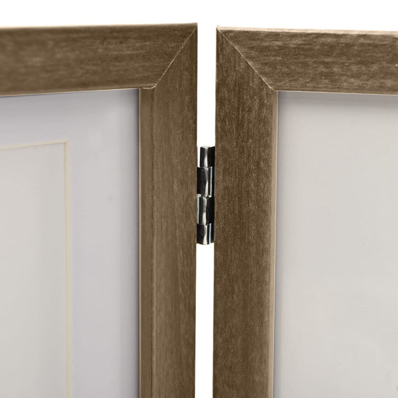 vidaXL Trifold Photo Frame MDF, PS, 5.9in H x 8.7in W x 0.1in D, Dark Brown