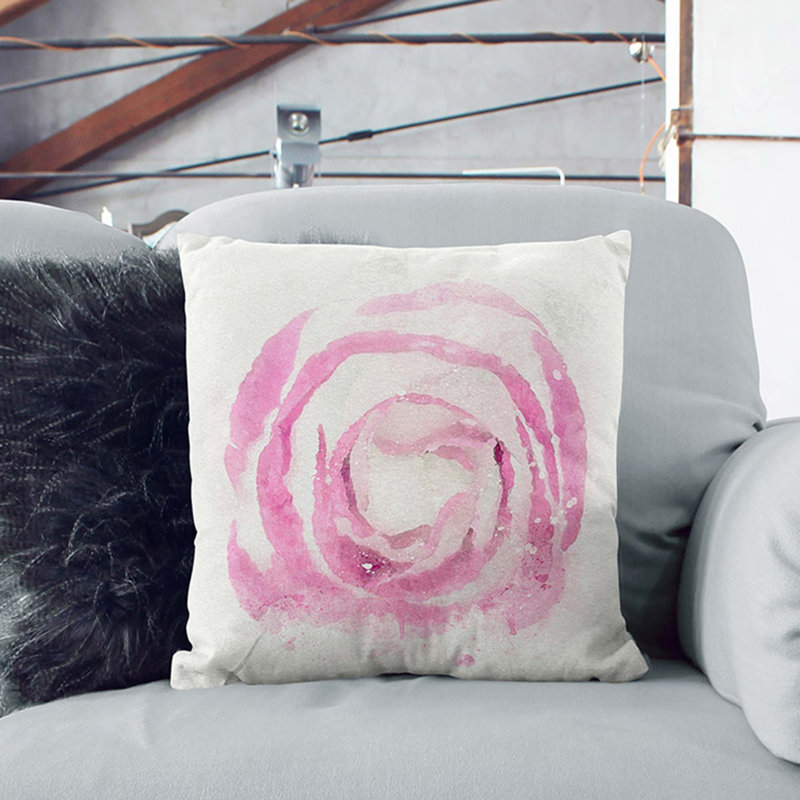 Pink Lisianthus Flower Cushion with Filling, Stone, 40cm H x 40cm W x 15cm D