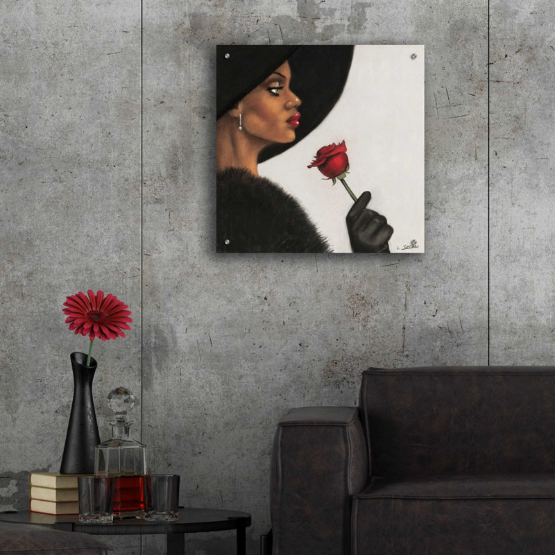 «Rose» par Laurie Cooper, art mural en verre acrylique, H 12 po x l 12 po