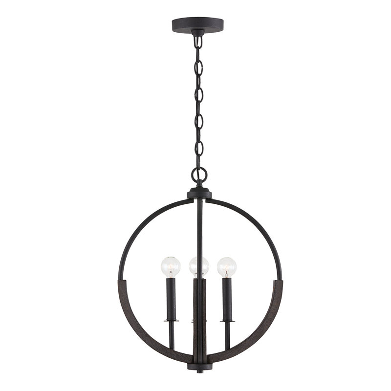 Luminaire suspendu sphère 4 lumières avec accents en bois Arees