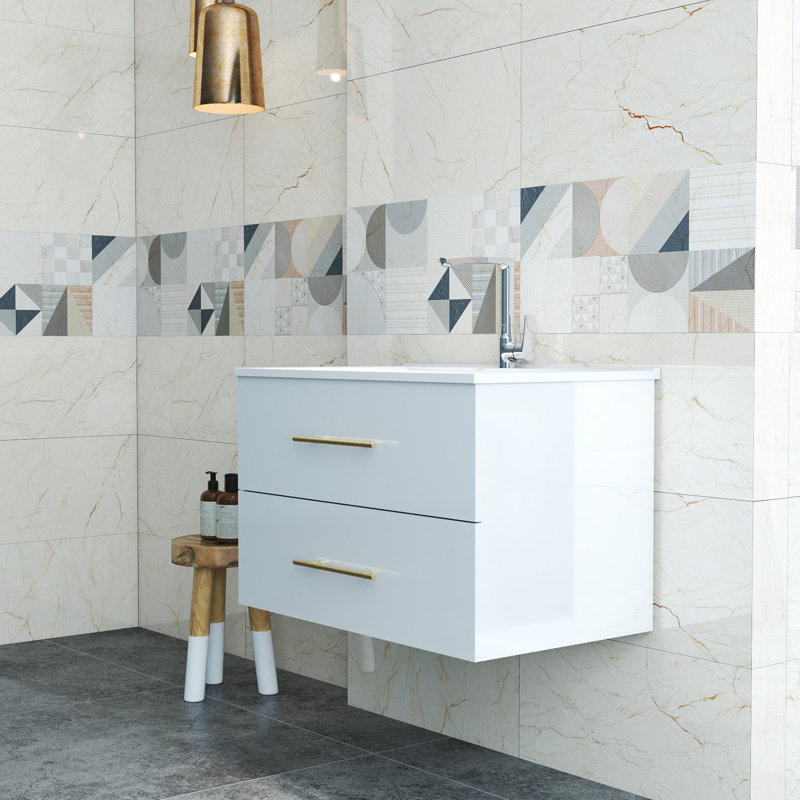 Meuble-lavabo mural 30 po, Blanc, H 19,7 po x l 30 po x P 18,5 po