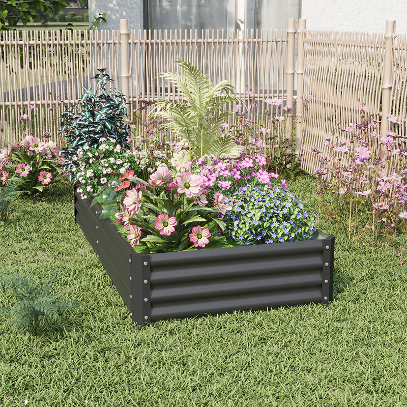 Metal Raised Garden Bed, Black, 30" H x 180" W x 90" D
