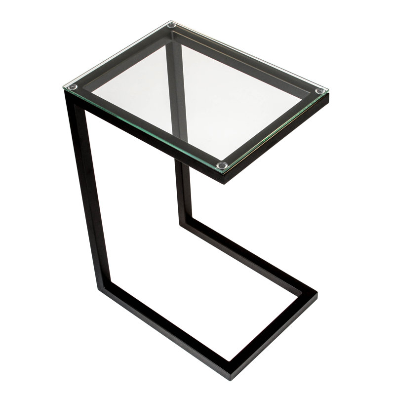 Stretford Glass Top End Table, Cappuccino, Gray