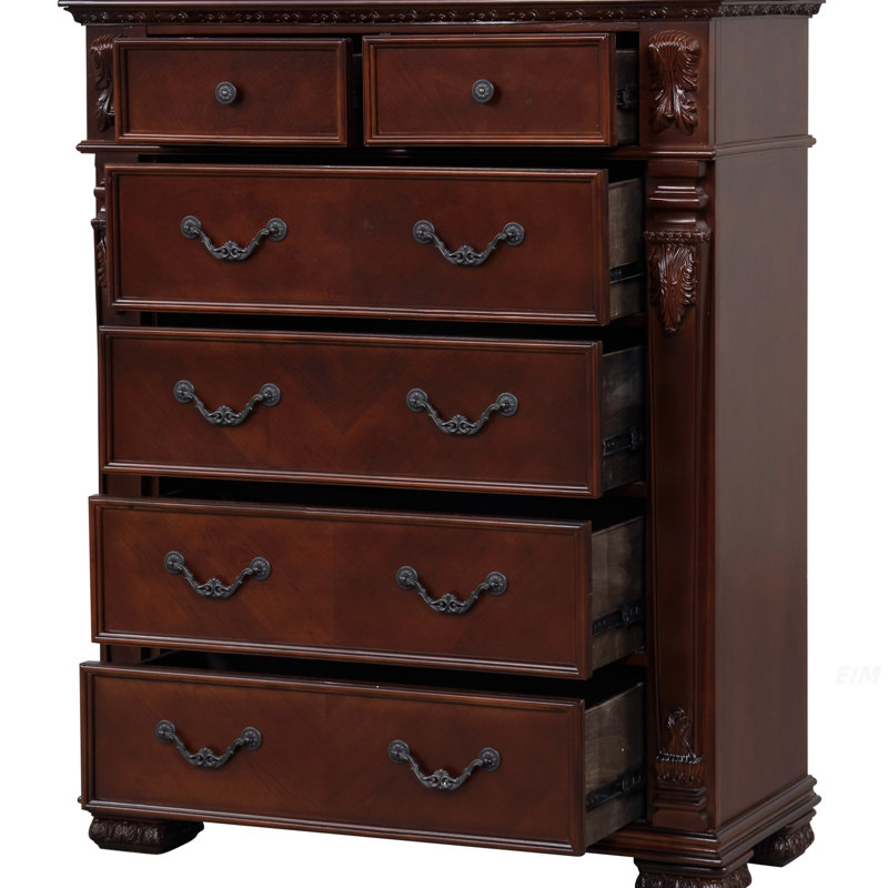 Commode 6 tiroirs Lyndon G09400-CH, cerise