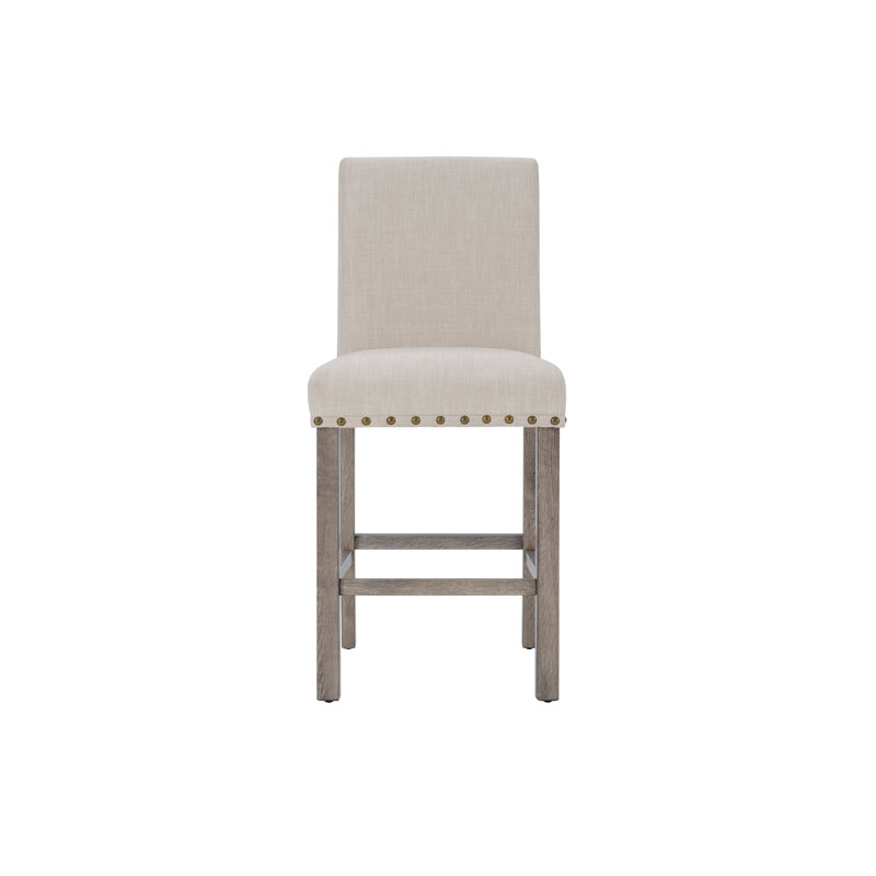 Fort Modern Farmhouse Counter Height Bar Stools, Set of 2 with Soft Cushioned Seats and Nailhead Detailing