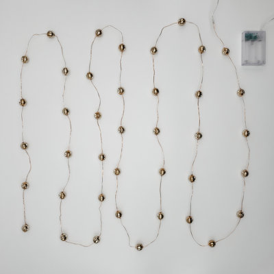 Crumpton Battery Operated LED Mini String Lights with Gold Balls