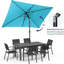 Parasol de patio rectangulaire 6,5 x 10 pi avec manivelle, inclinable et polyester résistant aux rayons UV pour la piscine, la cour et le patio (sans base)-2034048336