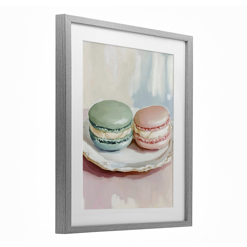 Pastel Macarons on Plate Framed Print Under Glass, design by The Prints Vibe, 21 x 17, Farmhouse Grey Under Glass Framed